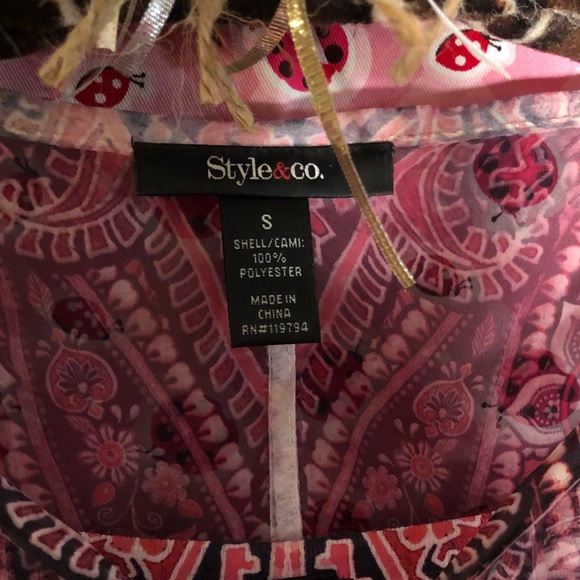 Style&Co Pink Butterfly Top - Picture 2 of 3